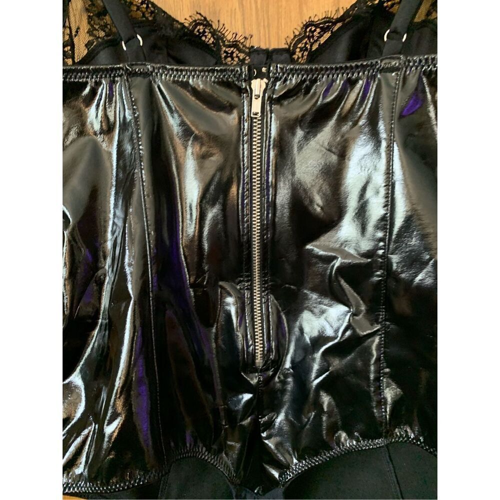 Fleur du Mal PVC Frankie Lace Bodysuit in Black Size S - Picture 7 of 12